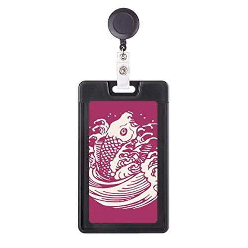 Funda retráctil para tarjetas que evita pérdidas, con diseño estético de peces japoneses