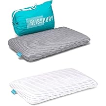 BLISSBURY Stomach Sleeping Pillow 3.3 Inch & Additional Pillow Case in Cooling White, Ice Yarn