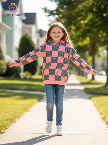 Image of WELAKEN Girls and Toddlers' Pullover Printed Hoodie Sweatshirt with Kangaroo Pocket