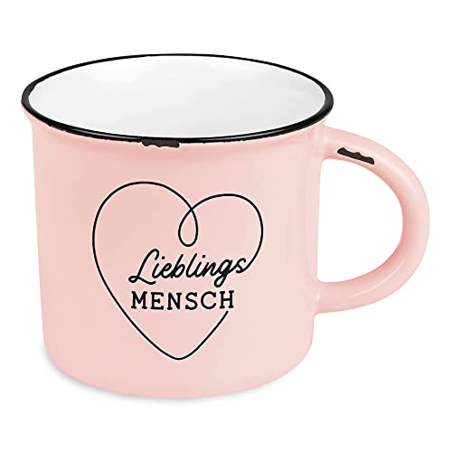 Grafik-Werkstatt vintage| Keramik Becher zum verschenken | 400 ml | Lieblingsmensch, 61755, Rosa