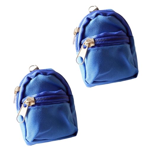 2Pcs Blue Mini Doll Backpack School Bag Model Dollhouse School Accessory for 1/6 Scale Dollhouse Décor,Simulation Mini Bag Model, Accessories
