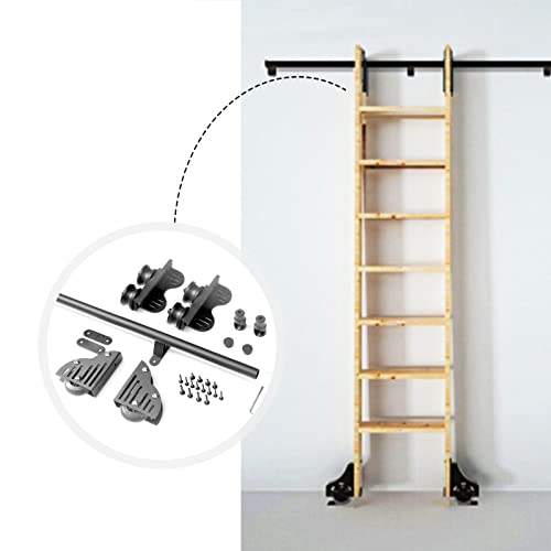 Matériel pour échelle coulissante de bibliothèque, kit de rail rétractable avec roues de sol