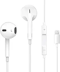Fone de Ouvido Com fio Branco, Compatível com IPhone 14/13/12/11/XR/XS/X/8/SE/Pro - Microfone Embutido 2ª Geração Qualidade Premium Plug&Play Fone de Ouvido Estéreo Intra Auricular
