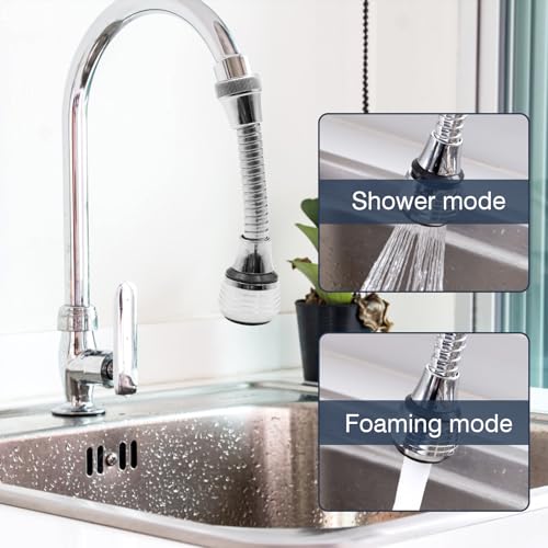 Miniatura 4 de Vegcoo 3pcs Aireador Grifo Cocina, Alargador Grifo Giratorio 360 , Adaptador Grifo Cocina, Grifo De Ahorro De Agua Extensor Grifo Para Cocina Y Baño
