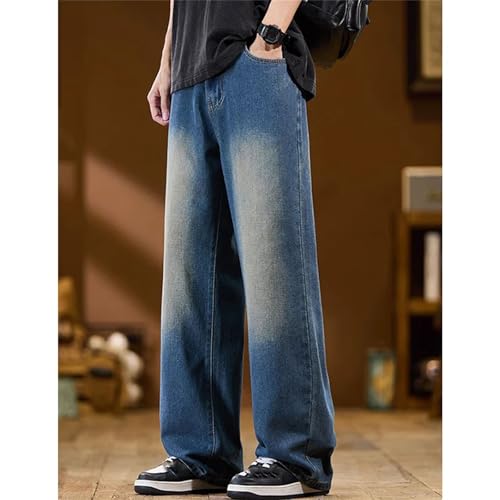 Men's Vintage Loose Casual Straight Wide Leg Jeans Fashion Solid Color High Waist Jeans3