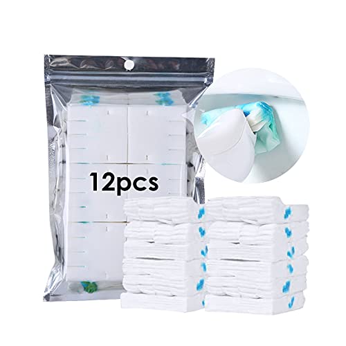 LAPONO Cabezal de Repuesto para Cepillo de Inodoro, Sistema de Limpieza desechable, Cepillo de Inodoro Lavable, algodón Puro con detergente, 12 Cabezales de Recambio desinfectantes