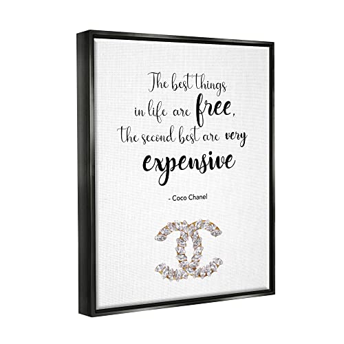 Image of 'Best Things In Life Fashion Phrase'| Floating Frame Canvas Art | Stupell Industries | Black, 17 x 21 Inches, Easy to Hang and Sturdy, Made in USA, by Ziwei Li