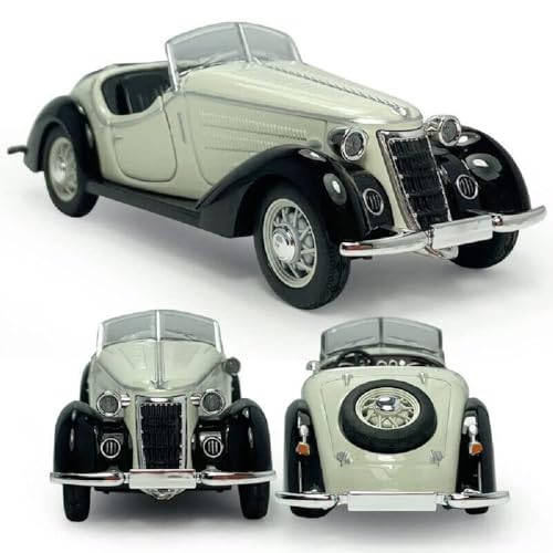 Image of SPITEN 1936 Mercedes-Benz 500 K Vintage Cars 1:32 Diecast Scale Model Alloy Metal Pull Back Toy car for Kids with Openable Doors & Light, Music Toy Vehicle for Kids - Colors as Per Stock