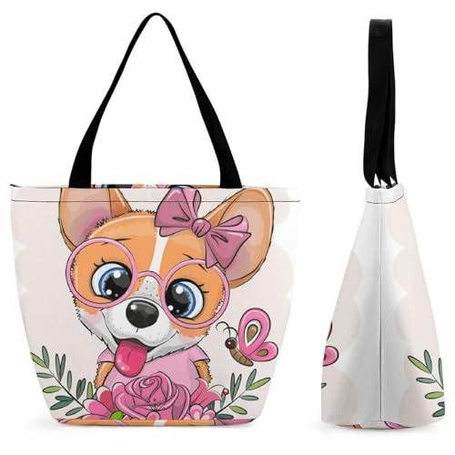 Sac à main Papillon Corgi pour femme, grand cabas de shopping et voyage, dimensions idéal 32cm