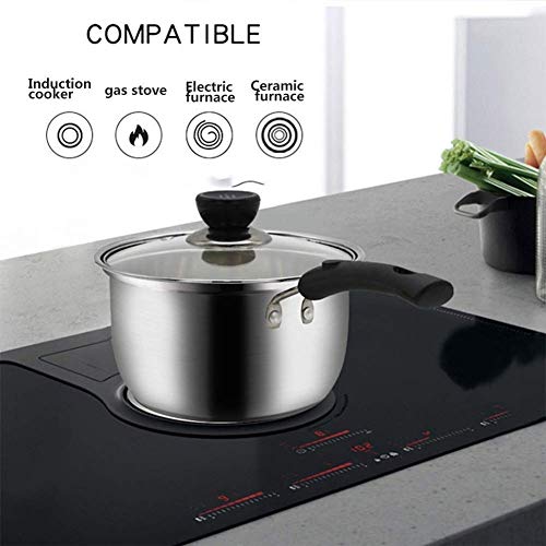 JYBNBBE Saucepan, Professional Stainless Steel Sauce Pan with Lid, Small Milk Pan for Home Kitchen Restaurant Cooking, Easy Clean 18cm,Silver Frying Pan - Image 7