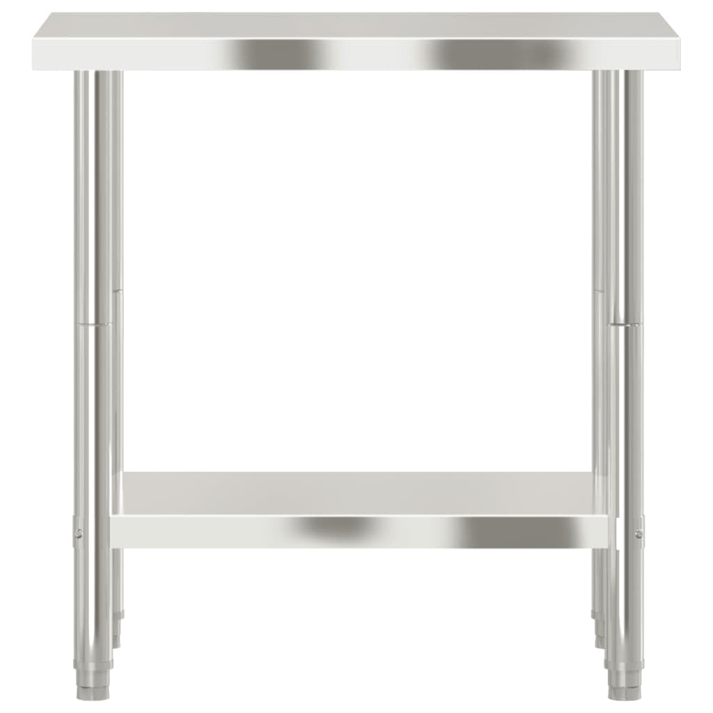 vidaXL Mesa de Trabajo de Cocina, Banco de Preparación de Alimentos, Encimera de Catering, Mesa para Restaurante Escuela, Acero Inoxidable
