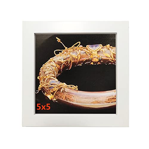Image of 5x5 Picture Frames White Square Solid Wood.The Protective Film Must be Removed.