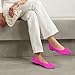 TINGRISE Women's Flats Shoes Pointed Toe Knit Ballet Comfortable Dressy Slip On Flat Pink US8