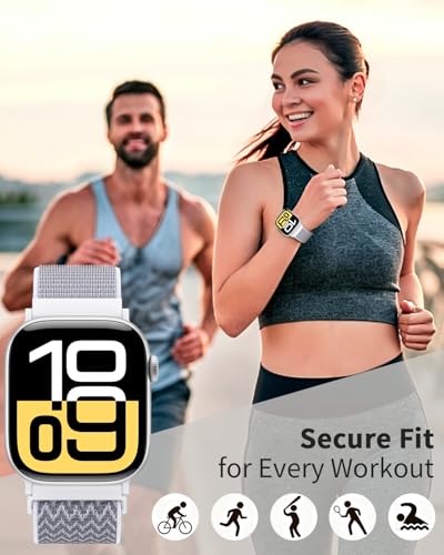 Nylon Sport Loop Band Compatible with Apple Watch Bands 38mm 40mm 41mm 42mm 44mm 45mm 46mm 49mm, Breathable Soft Band for iWatch 11 10 9 8 7 6 5 4 3 2 1 SE Ultra, Adjustable Wristband for Women Men — view 3