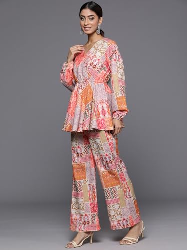 Image of Varanga Women Lavender Floral Printed Cotton Co-Ords