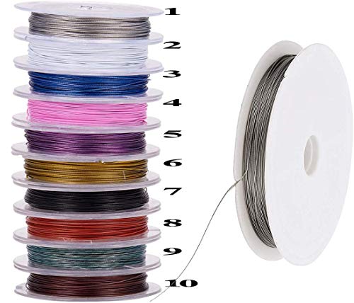 Image of DIY Crafts Pack Of 2 Rolls, Shade No # 3, Rolls 0.38 mm Diameter 148-164 ft Tiger Tail Beading Wires Bright Bead Stringing Wire(Pack Of 2 Rolls, Shade No # 3)