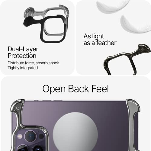 Arc Pulse Designed For Iphone 14 Pro Phone Case (2023), Minimalist Protective Shock Absorption Aerospace Grade Aluminum Shells + Elastomer Inlays Easy Fit 6.12 Inch (Aluminum Mirror Polish Silver) #TOP5