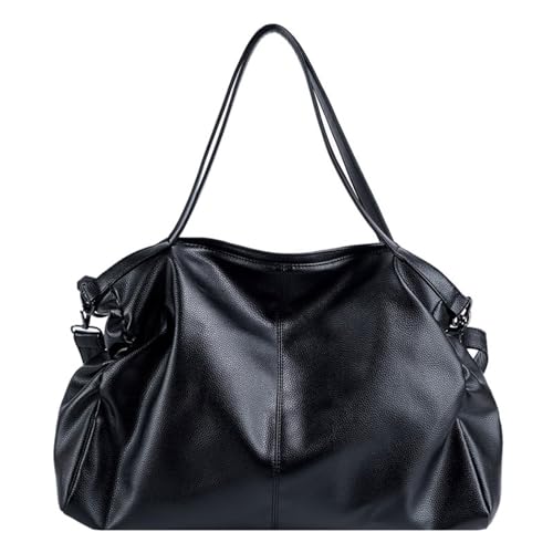 Sac à bandoulière en cuir synthétique uni et grand sac à main
