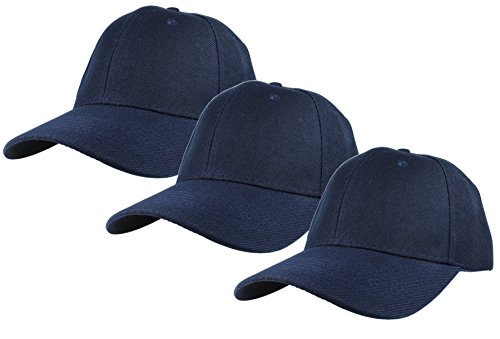 Image of Gelante Plain Baseball Cap Adjustable Back Strap 3 PC