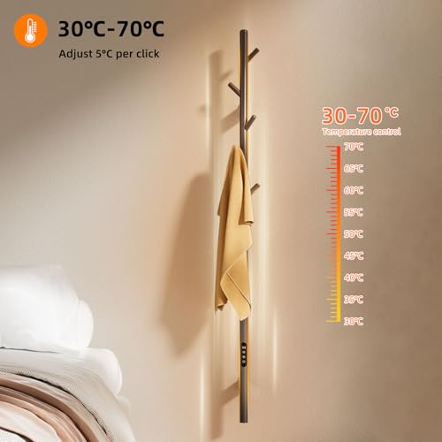 Badheizkörper Elektrisch, Elektrischer Handtuchheizkörper mit einer Stange, Towel Warmer, Intelligenter Konstanttemperatur Handtuchhalter Heizkörper, Einstellbare Temperatur Handtuchheizer-WiFi Gray