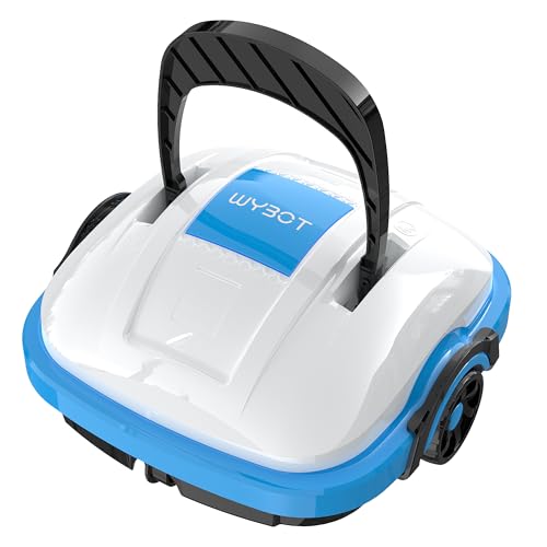 Wybot Robot Limpiafondos Piscina Electrico Sin Cable Para Aspirador Piscinas De Hasta 50m , Robot Limpiafondos Piscina Con Motores De Doble Tracción Y Estacionamiento Automático Blanco