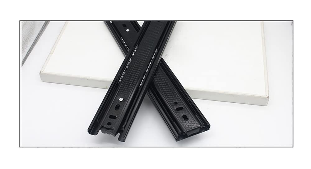 5 pares de guías de cajón de extensión completa, montaje lateral, rodamiento de bolas de 3 secciones, cierre suave, rieles de metal para cajones, 300 mm, riel negro