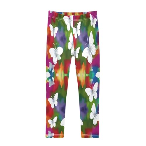 Toddler Girls Leggings Printed Yoga Pants Leggings Butterflies on Watercolor Background for Kids