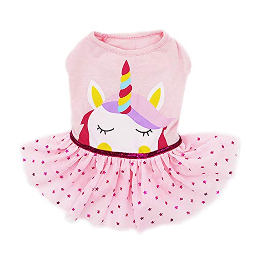 KYEESE Dog Dresses Unicorn Pink Dog Party Dress for Small Dog Sundress Dog Birthday Tutu Dress