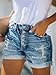 Magritta Womens Jeans Fashion Denim Zipper Fly Folded Hem Ripped Shorts Light Blue XL