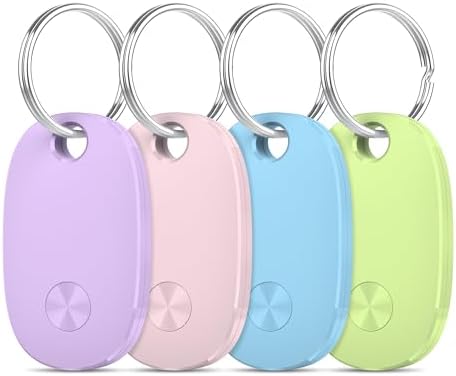 Lot de 4 étiquettes de suivi d'air : tracker Bluetooth intelligent, recherche d'articles fonctionne avec l'application Apple Find My (iOS uniquement), localisateur d'étiquettes Trakcer pour clés