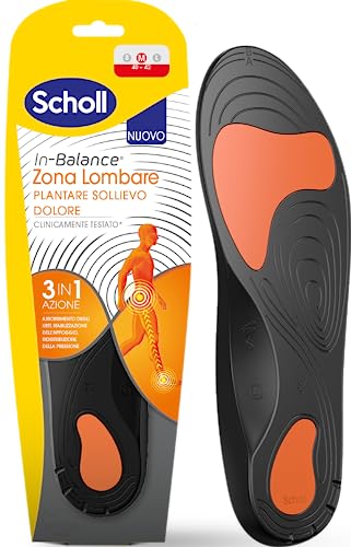 Scholl In-Balance - Plantilla para Alivio del Dolor en la Zona Lumbar, con Gel Amortiguador de Doble Capa y Soporte Flexible, Talla M (40-42), 1 Par