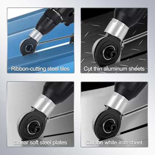 Image of Metal Nibbler Drill Attachment - Electric Drill Shears Attachment Cutter Nibbler, Sheet Metal Cutter Tool Adapter, Specifically Designed for Cutting Flat Metal Sheets of 21 Gauge and Below