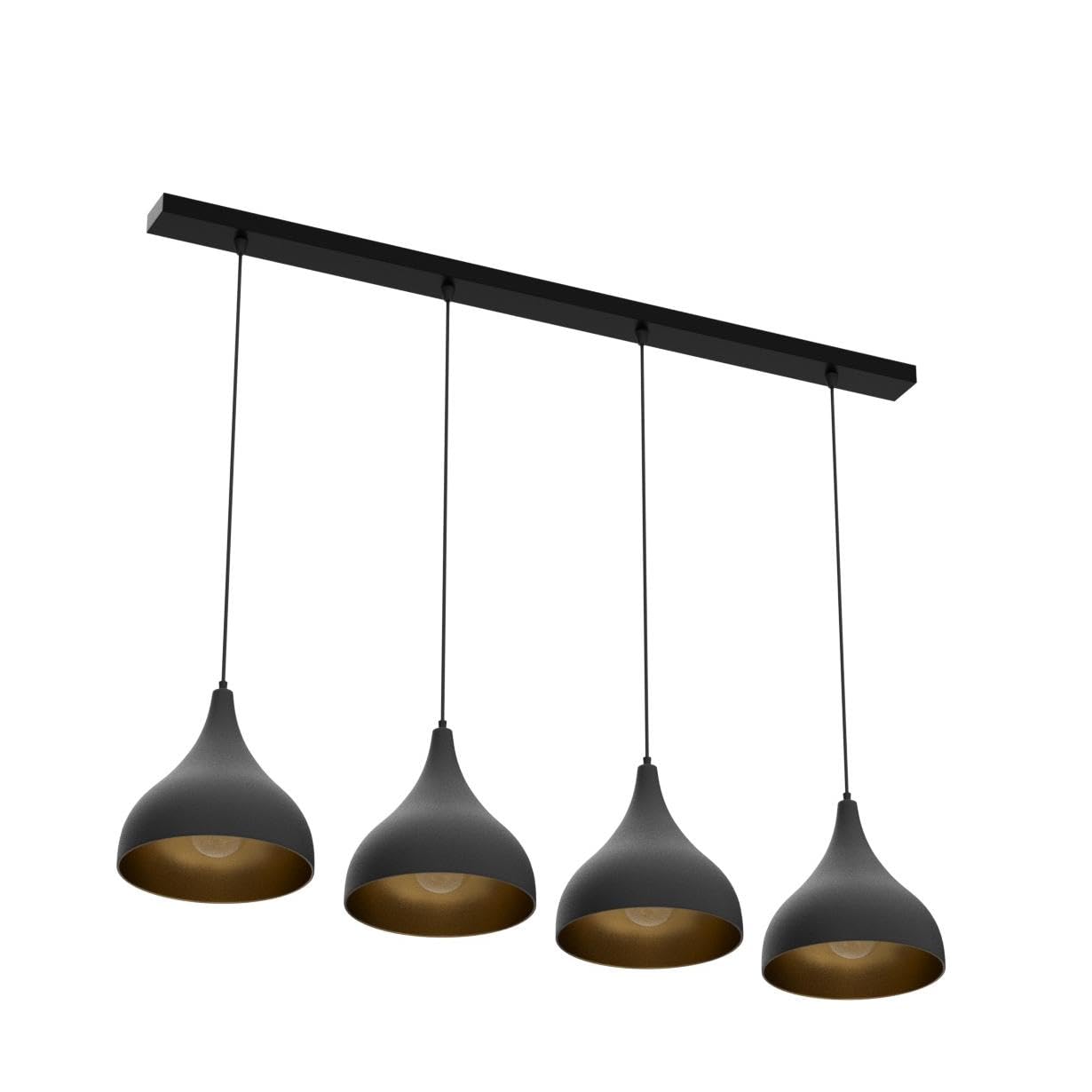 bamyum Lámpara Colgante de Mesa de Comedor I Adash I 4 llamas Lámpara de Mesa de Metal Ø 26 cm Lámpara de Techo Mesa de Comedor Colgante Sala de Estar Redonda - Lámpara Colgante Negra
