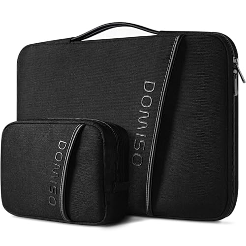 DOMISO 15,6 Zoll stoßfeste Laptoptasche mit Handgriff für MacBook Pro/MacBook Air/MateBook/Dell Precision/MSI/Notebook/HP EliteBook, Laptoptasche mit Zubehörtasche, Schwarz