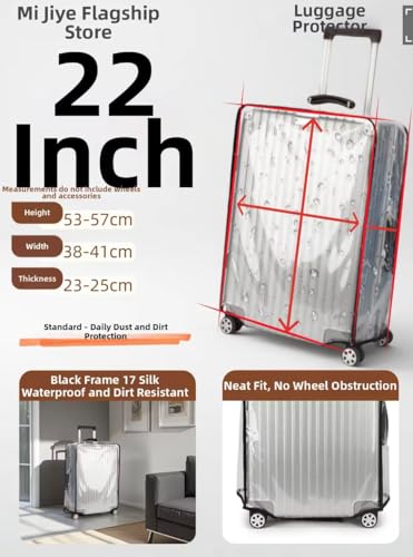 Image of HomeCloud 22-Inch Trolley Bag Cover /Suitcase Protector | Zippered Clear PVC Luggage Cover | Waterproof & Dustproof Storage & Travel Protection (Transparent, 22 inch Pack of 1)