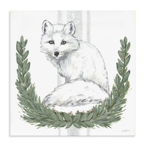 Stupell Industries 'White Arctic Fox Stripes Botanical Laurel'| Canvas Art