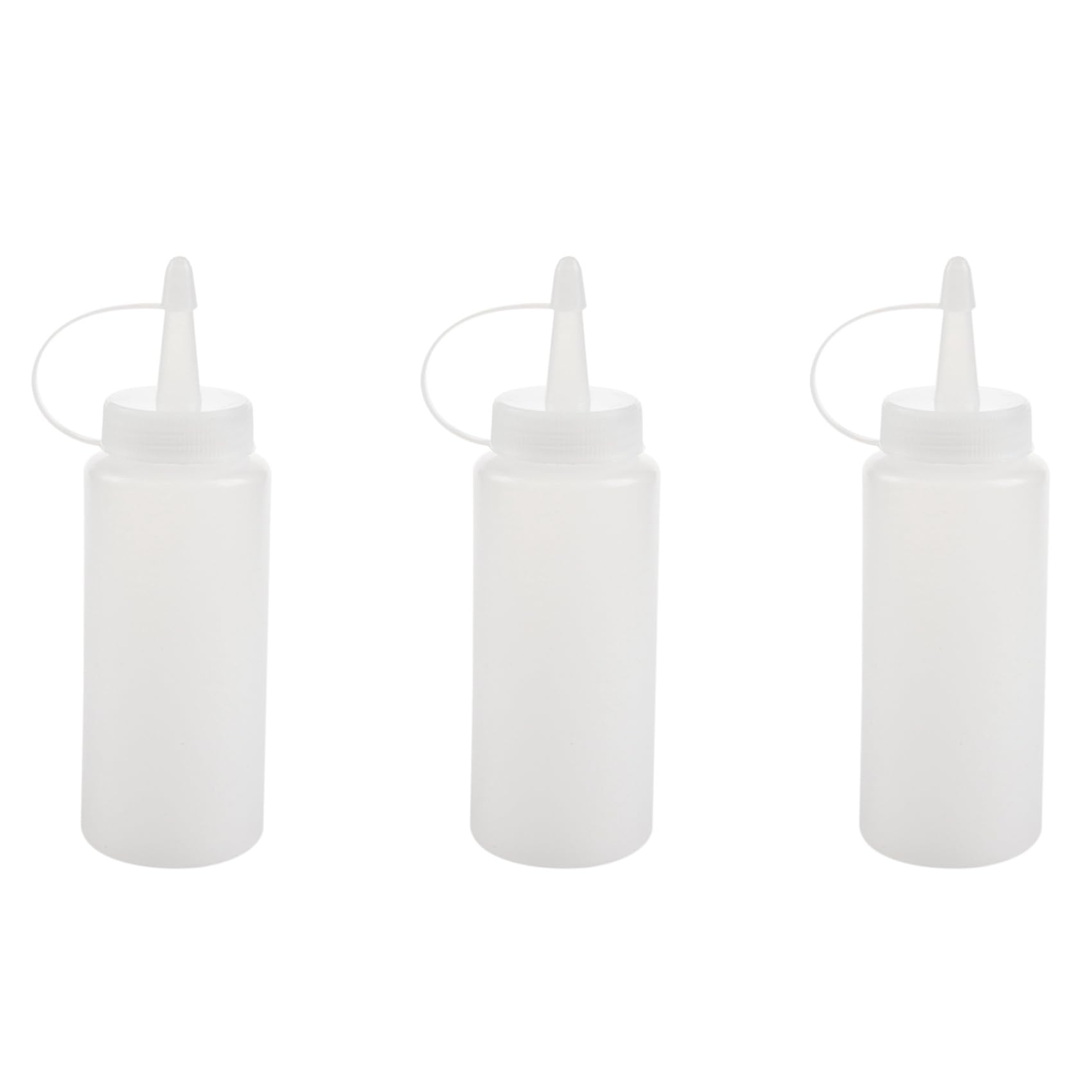 Hndhbfgrt 3X Plastic Squeeze Bottle Condiment Dispenser Ketchup Mustard Sauce Clear White 6Oz