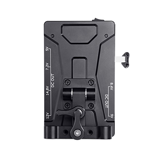 Movo RBS1 V-Mount Battery Plate with 15mm Rod Mount and 5V, 7.2V, 8.4V