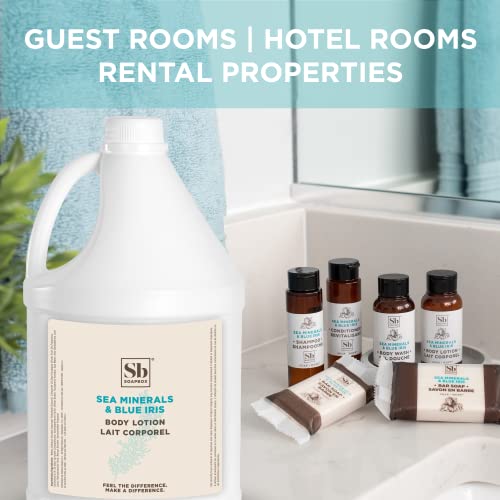 Image of Soapbox Sea Minerals & Blue Iris Body Lotion, Refill Bulk Size For Rentals, Guest Rooms & Hotels - Clean Ingredients Free of Harsh Chemicals, Sulfates, Parabens & Silicones - 1 Gallon Bottle