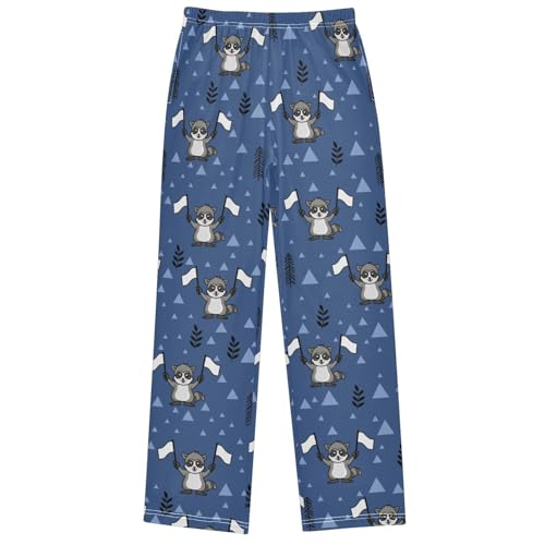 Boy's Pants Raccoon Forest White Flag Jogger Pants Elastic Waist Long Bottoms Trousers with Pockets 6-14 Years