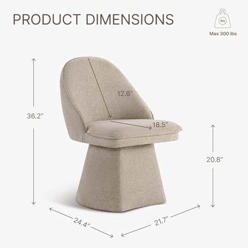 Image of KISLOT Swivel Dining Chairs Modern Desk Chair Upholstered Linen Fabric Side Chair for Kitchen Dining Room Bedroom,Khaki,2 Box