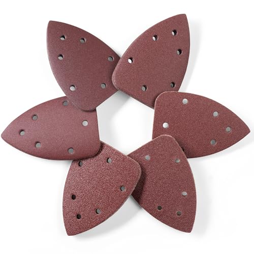 S SATC 36 PCS Mouse Sander Sandpaper 6 Holes Detail Sander Sandpaper Palm Sander Paper Hook and Loop Mouse Sanding Pads Assorted 60/80/100/120/180/240 Grit
