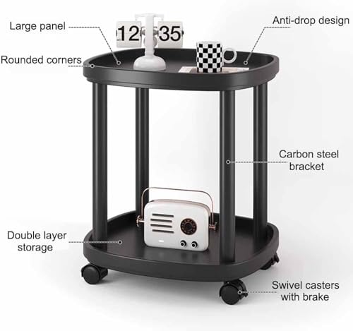 Table d'appoint de canapé mobile à 2 niveaux en métal taille unique - 5