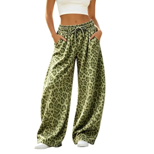 Women Leopard Pants Baggy Fall Wide Leg Sweatpants Lounge Y2K Sweat Pants - image 1
