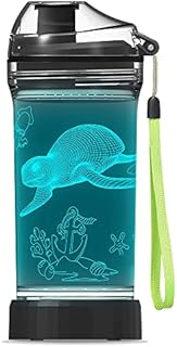 Sea Turtle Gifts, Light Up Kids Water Bottle with Ocean Animal Turtle Pattern- 14 OZ 400 ml Tritan BPA Free Eco-Friendly - Cool Drinking Cups Gift for School Kids Boy Girl Child Ocean World Lover