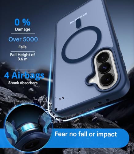 Image of Elzzi Magnetic Guard Case for Samsung Galaxy A37 5G [MagSafe Compatible] Translucent Matte Hard PC + TPU Hybrid Slim Shockproof Anti-Scratch Protective Cover, Navy