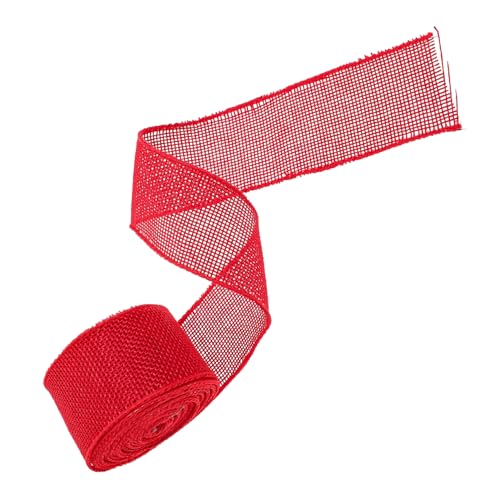 DOITOOL 1roll Decorative Christmas Ribbon Faux Burlap Wired Edge for Crafting Wrapping and Holiday Decorations Yards Easy to Use Versatile for All Occasions