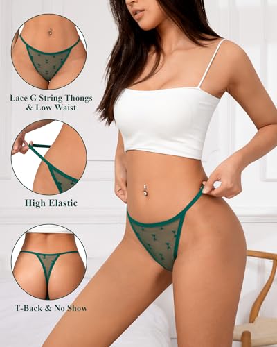 J-pone Lace Thongs for Women G String Thongs for Women T-back Thong Underwear Low Waist Breathable Womens Panties 12Pack4