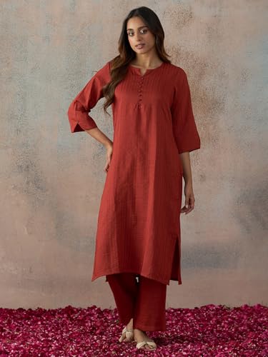Image of Hritika Women's Cotton Blend Jacquard Woven Kurta with Palazzo Set HRKB0048