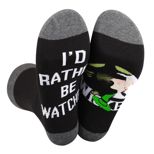 BWWKTOP Shrek-Musiksocken für Shrek-Fans mit Aufschrift "I'd Rather Be Watching", für Broadway-Musik-Fans, Watching Wicked, Medium-Large